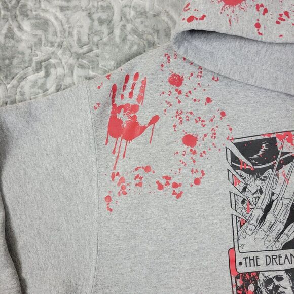 Horror Movie Hoodie Men's Large Gray Tarot Card Bloody Hand Print Film Sweater - Picture 6 of 13